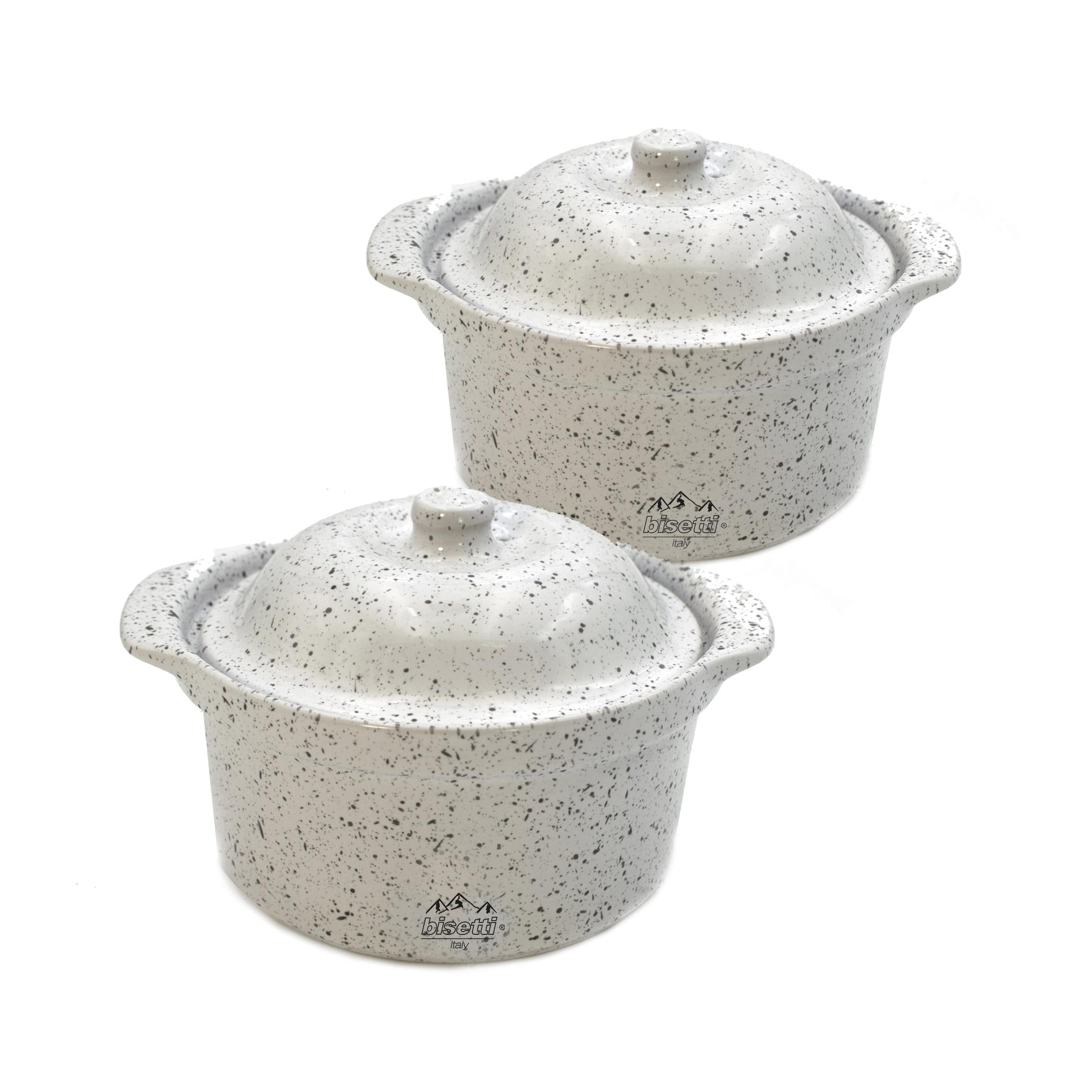 Set de 2 piezas. Mini cocotte 14,5 x 13 x 6 cm de gres de alta resistencia Stonewhite