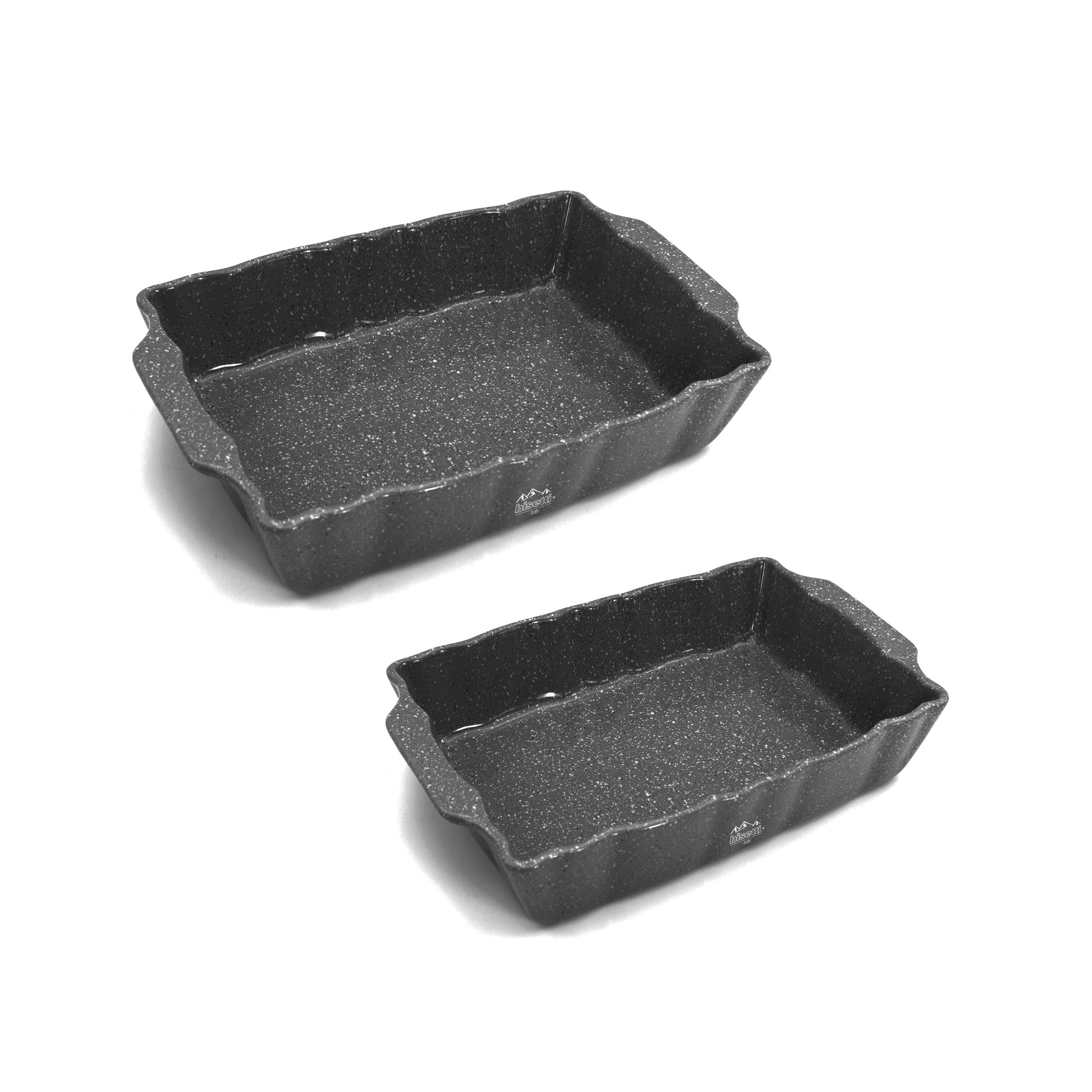 Juego n.º 2 de fuentes rectangulares (medianas y grandes) de gres de alta resistencia Piedra Gourmet