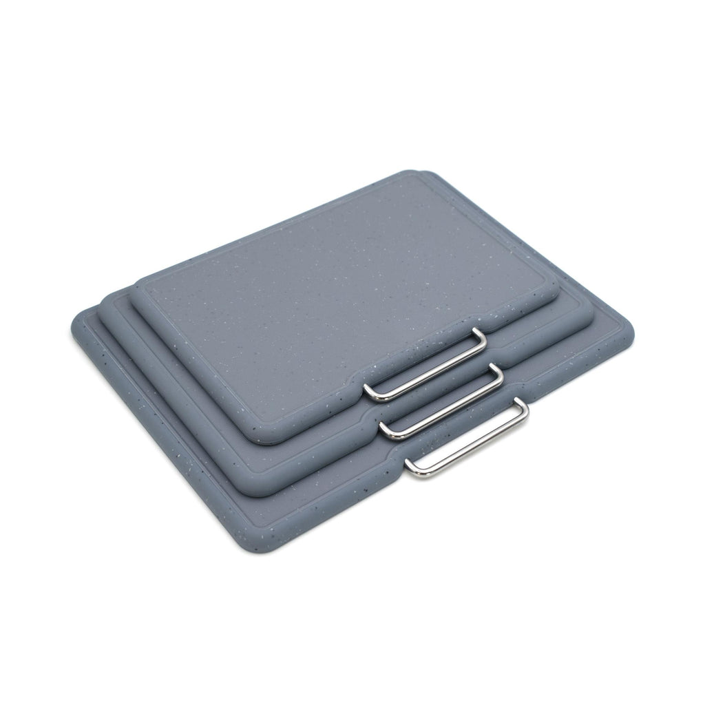 Ensemble De 3 Planches À Découper En Granit Effet « Pierre Gourmet » Avec Support En Acier Inoxydable