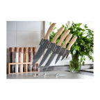 Juego De 5 Cuchillos Piedra Gourmet - Mangos De Madera Natural