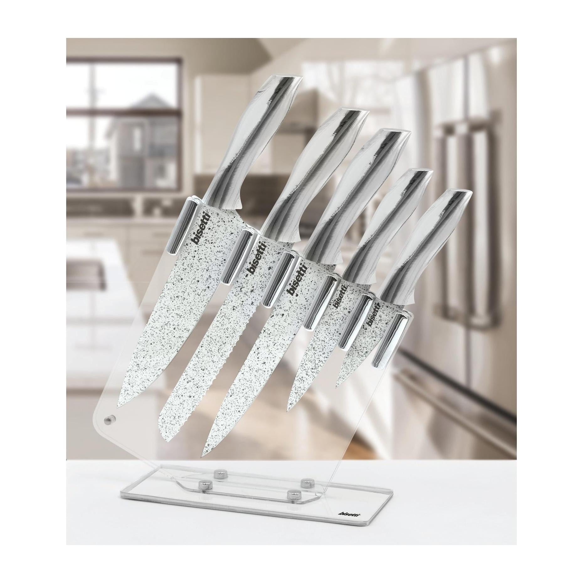 Ensemble De 5 Couteaux Stonewhite - Poignées En Bois Blanc
