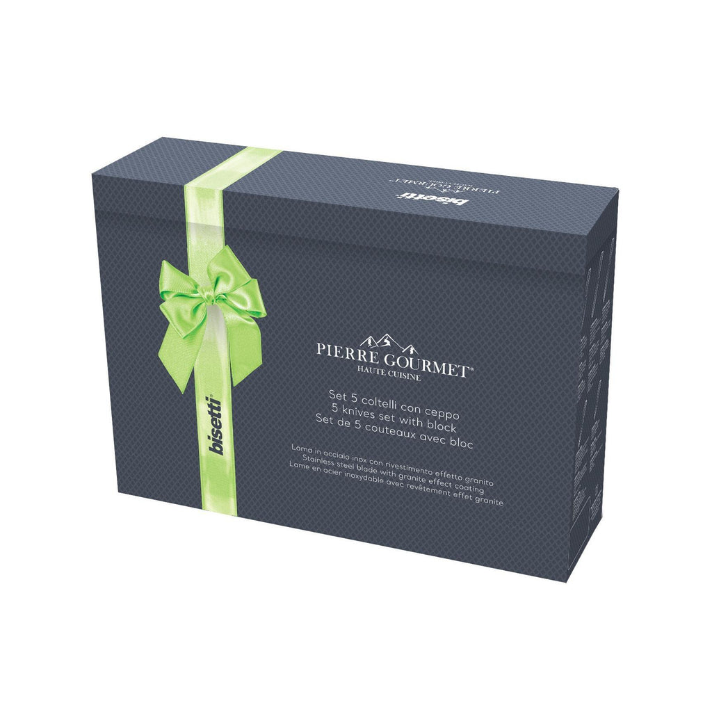 Juego De 5 Cuchillos Piedra Gourmet - Mangos De Madera Natural