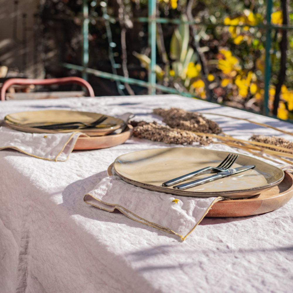 Lot De 2 Serviettes De Table En Lin À Surpiqûres Contrastées
