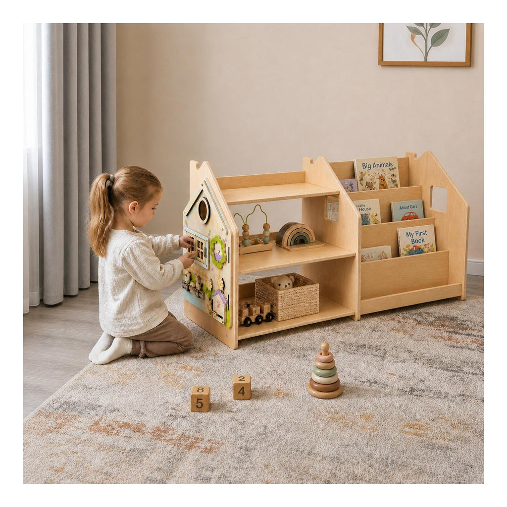 Librería y Estantería Para Juguetes Dúo – Blanco y Gris