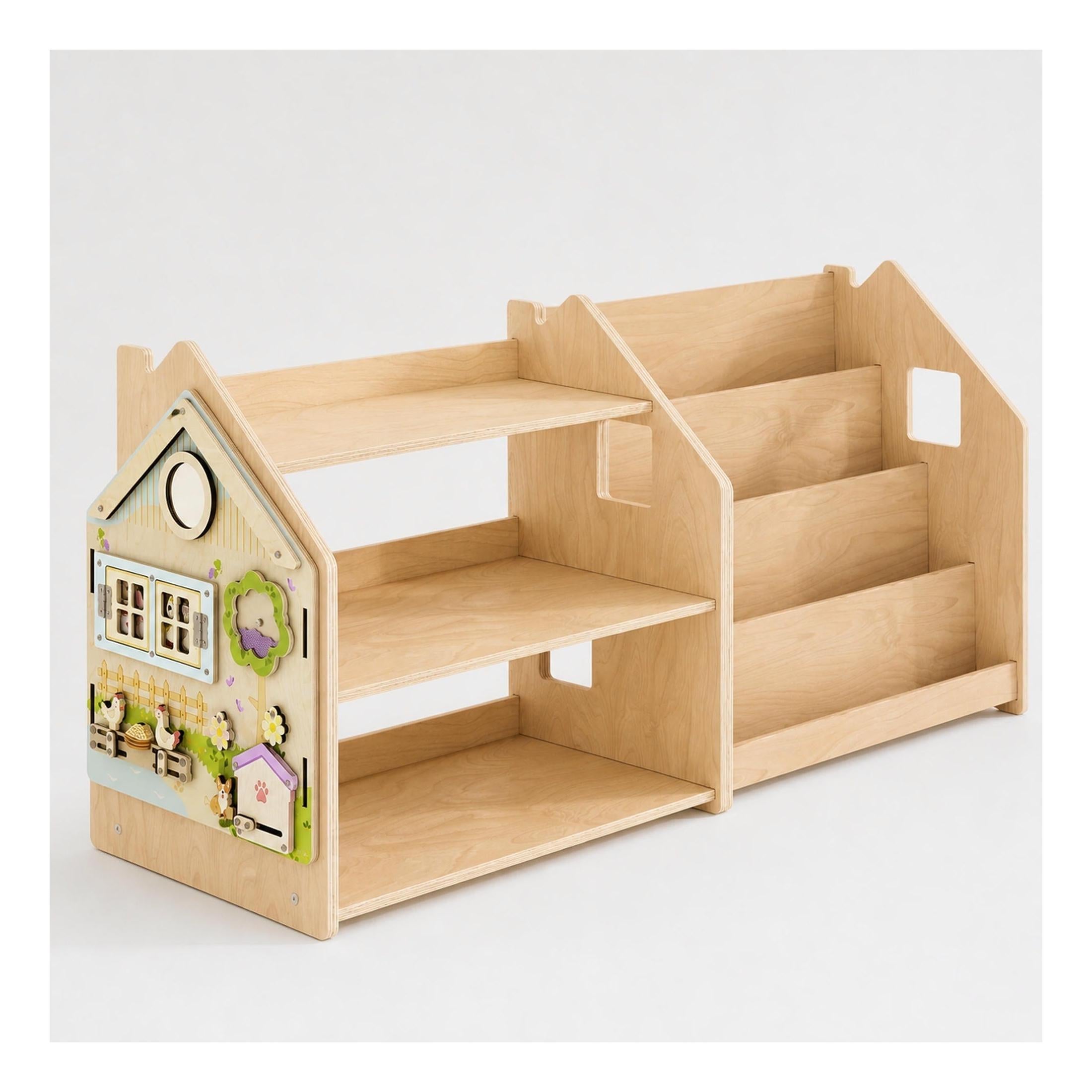 Librería y Estantería Para Juguetes Dúo – Blanco y Gris