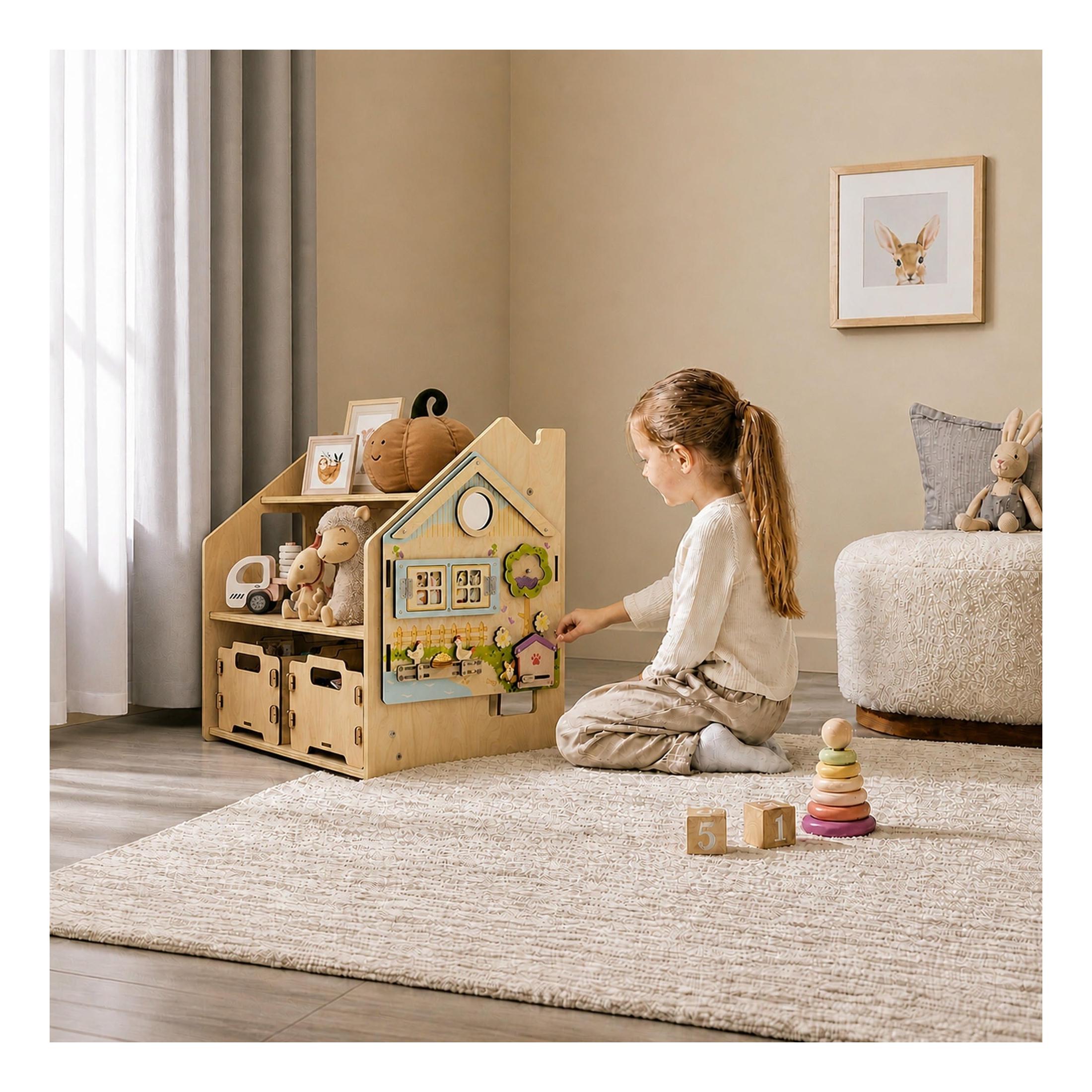 Étagère À Jouets – Blanc & Gris