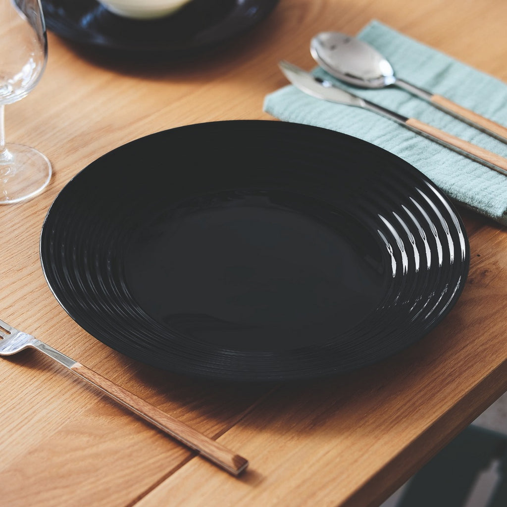 Harena - 18-Piece Tableware Set - Extra-Resistant Opal Glass - Black - Luminarc
