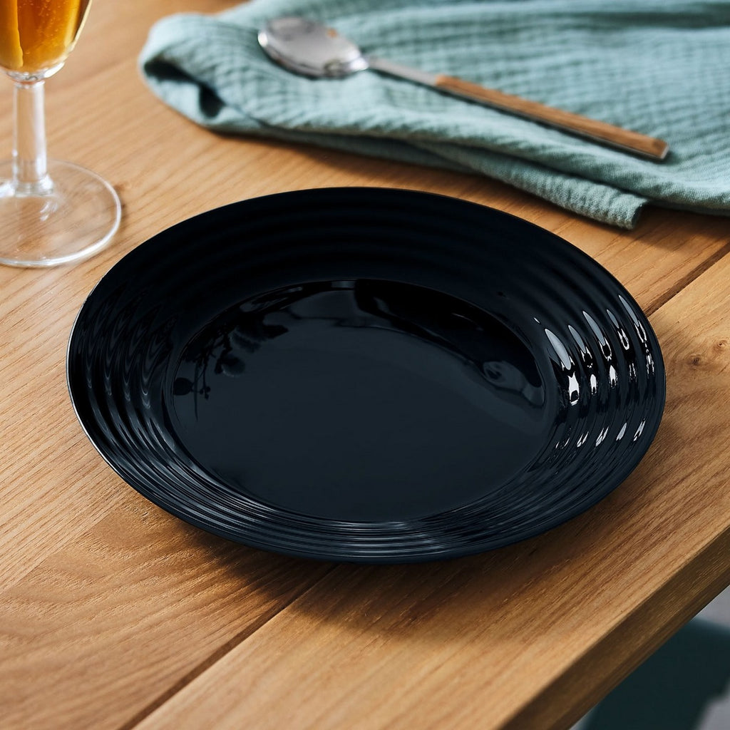 Harena - 18-Piece Tableware Set - Extra-Resistant Opal Glass - Black - Luminarc