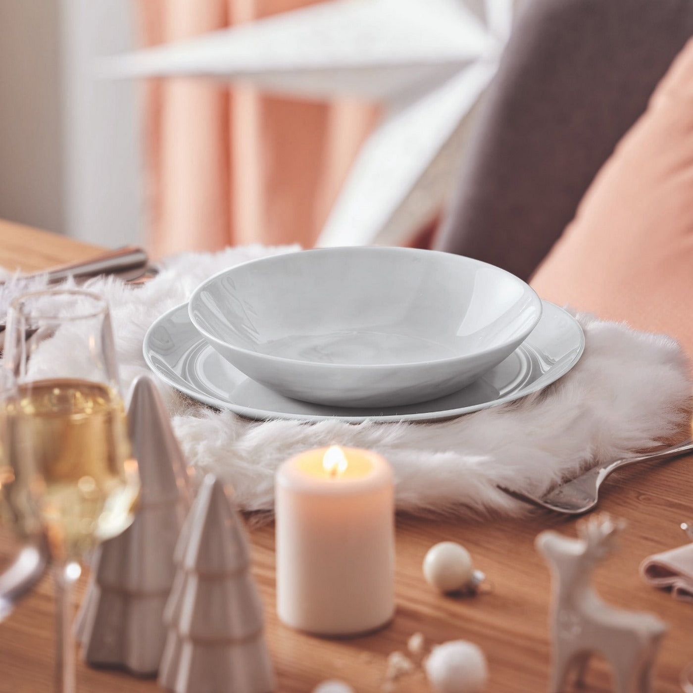 Diwali - 24-Piece Grey Marble Tableware Set - Luminarc
