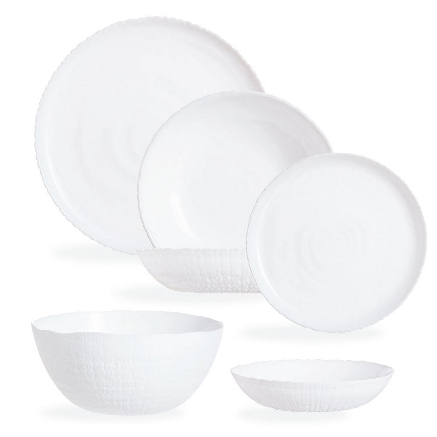 Ammonite - 25-Piece Dinnerware Set - Mineral Effect - White - Luminarc