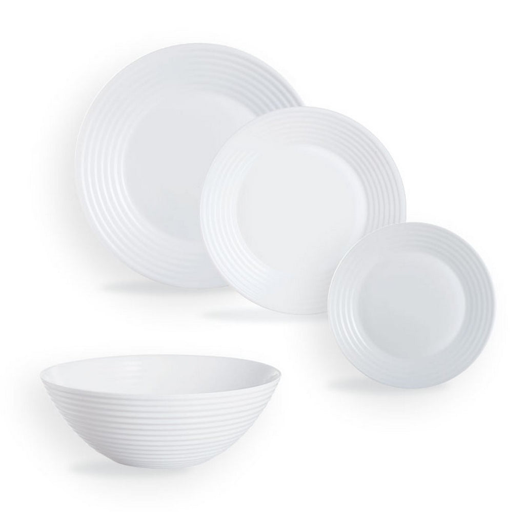 Harena - 19-Piece Tableware Set - Extra-Resistant Opal - White - Luminarc