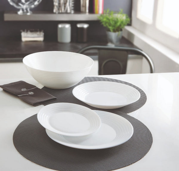 Harena - Vajilla De 19 Piezas - Ópalo Extra Resistente - Blanco - Luminarc
