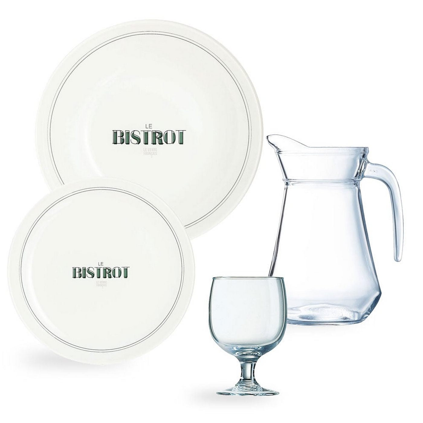 Gabin - Service De Table 19 Pièces Avec 12 Assiettes, 6 Verres Et 1 Carafe - Blanc - 1L - Luminarc
