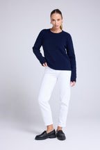 Blair Bubble Cashmere Crew-Neck Jumper - Navy Blue