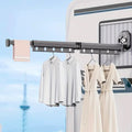 Tendedero de Ropa de Pared de Aluminio PYTHON 92cm - Extensible y Plegable – Con 10 Ganchos y Ranuras para Perchas - Ventosas Potentes - Para Balcón, Baño, Lavadero