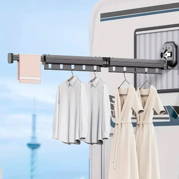 PYTHON Secadora de Ropa de Pared de Aluminio de 92 cm - Ampliable y Plegable - con 10 Ganchos y Ranuras para Colgar - Potentes Ventosas - para balcón, baño, Lavadero