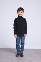 Jersey de cuello alto color rubor - Negro - Niño
