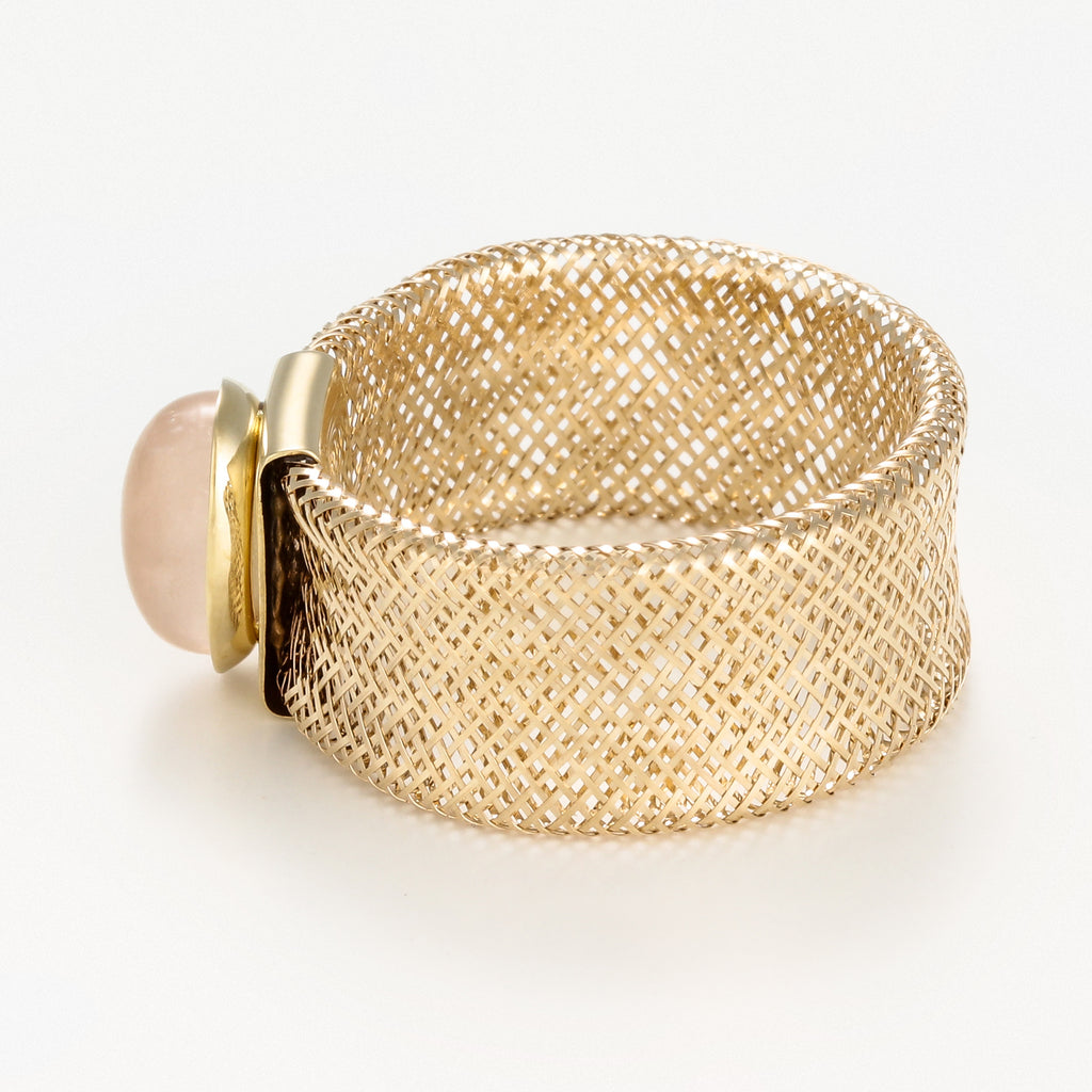 Bague "Quartz Rose Flamboyant "Or Jaune 375/1000