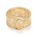 “Flamboyant pink quartz” ring 375/1000 yellow gold