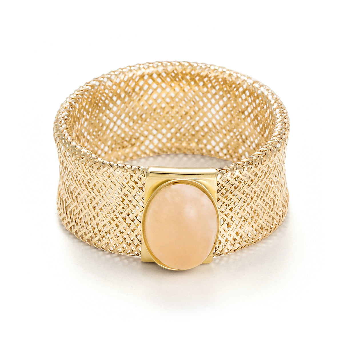 “Flamboyant pink quartz” ring 375/1000 yellow gold