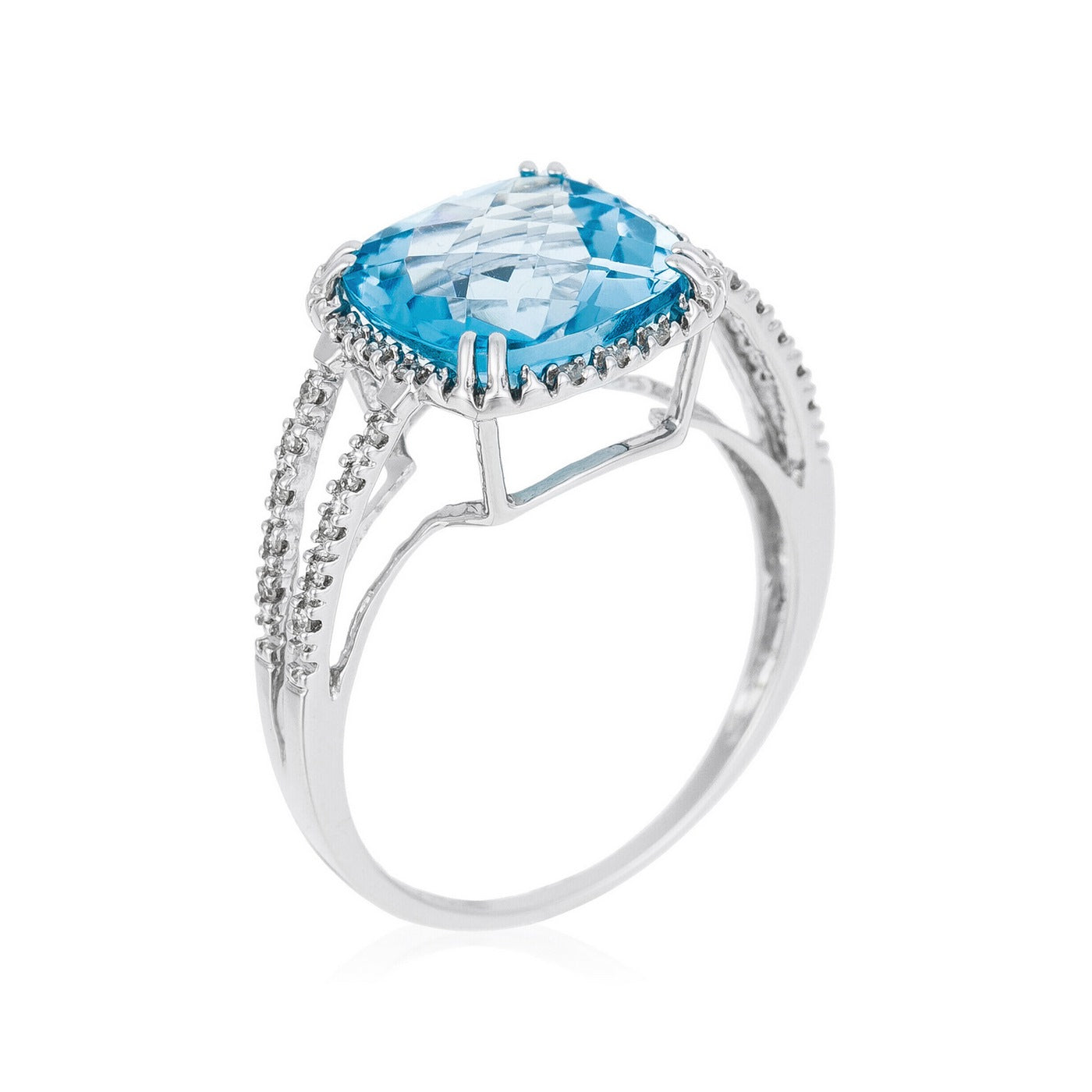 Anillo "Divino Topacio 10" D0.10Ct/32 + Topacio 4.5/1 - Oro blanco 375/1000