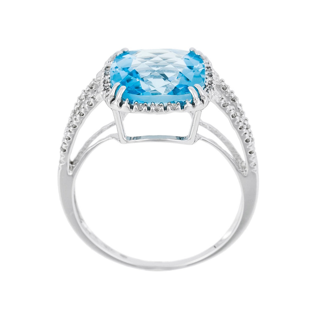 Anillo "Divino Topacio 10" D0.10Ct/32 + Topacio 4.5/1 - Oro blanco 375/1000