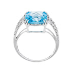 Anillo "Divino Topacio 10" D0.10Ct/32 + Topacio 4.5/1 - Oro blanco 375/1000