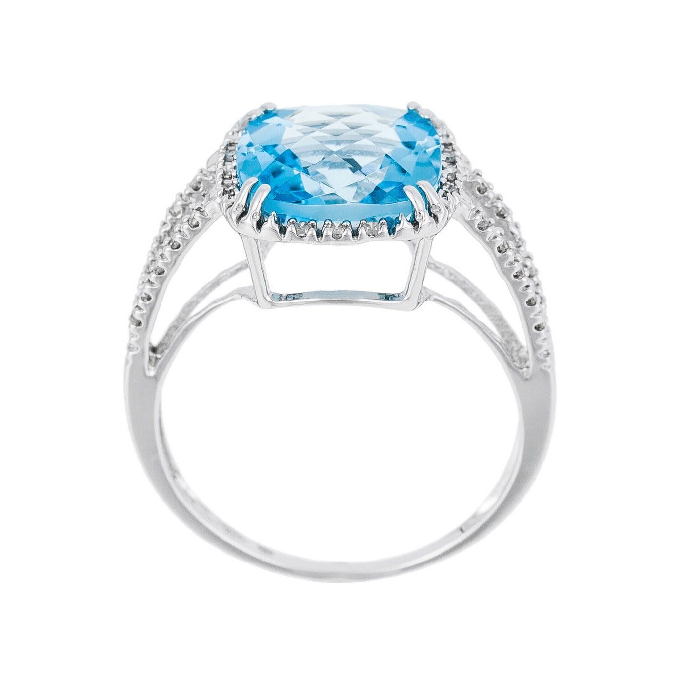 Anillo "Divino Topacio 10" D0.10Ct/32 + Topacio 4.5/1 - Oro blanco 375/1000