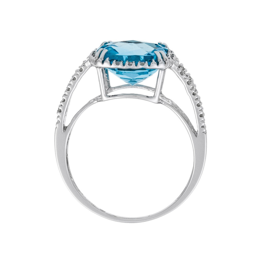 Anillo "Divino Topacio 10" D0.10Ct/32 + Topacio 4.5/1 - Oro blanco 375/1000