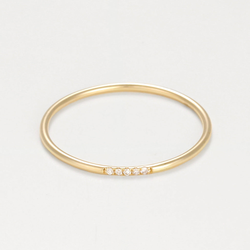 Anillo “Alianza Humildad” Diamantes 0.02Ct/5 – Oro amarillo 375/1000