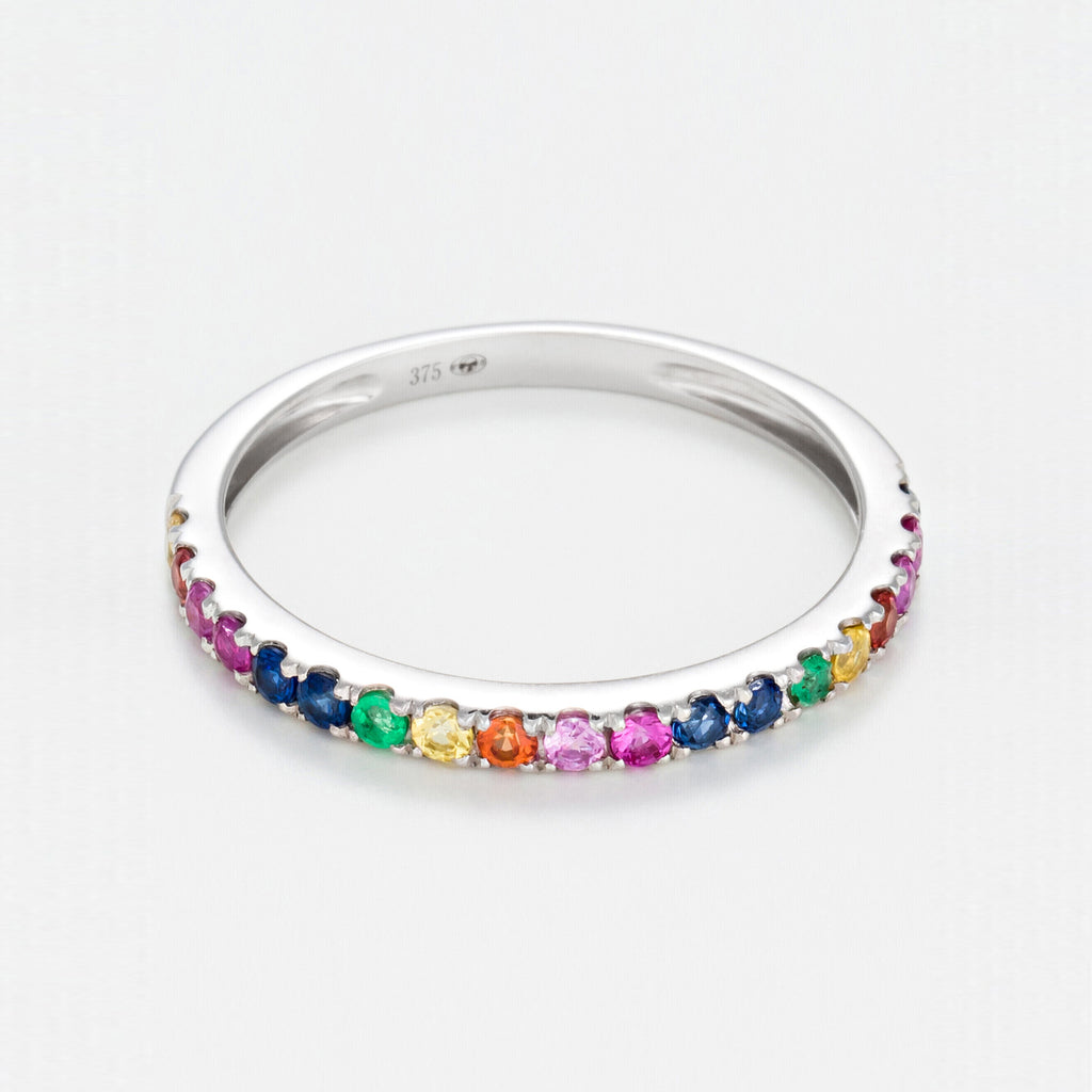 "Colorful Love" ring E0.04/2 R0.08/3 S0.13/5 Os0.06/3 Ps0.08/3 Ys0.07/2 - 375/1000 White Gold