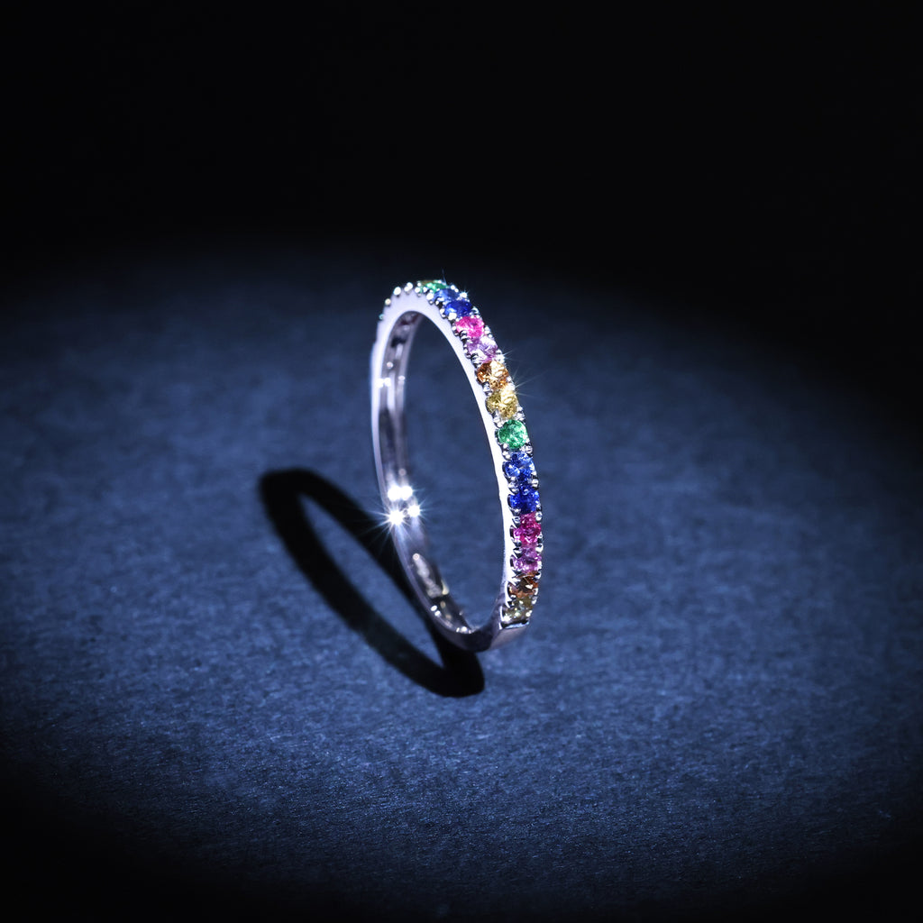 "Colorful Love" ring E0.04/2 R0.08/3 S0.13/5 Os0.06/3 Ps0.08/3 Ys0.07/2 - 375/1000 White Gold