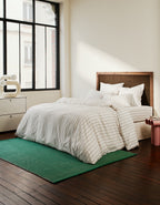 Housse De Couette - Percale De Coton - Rayé Olive