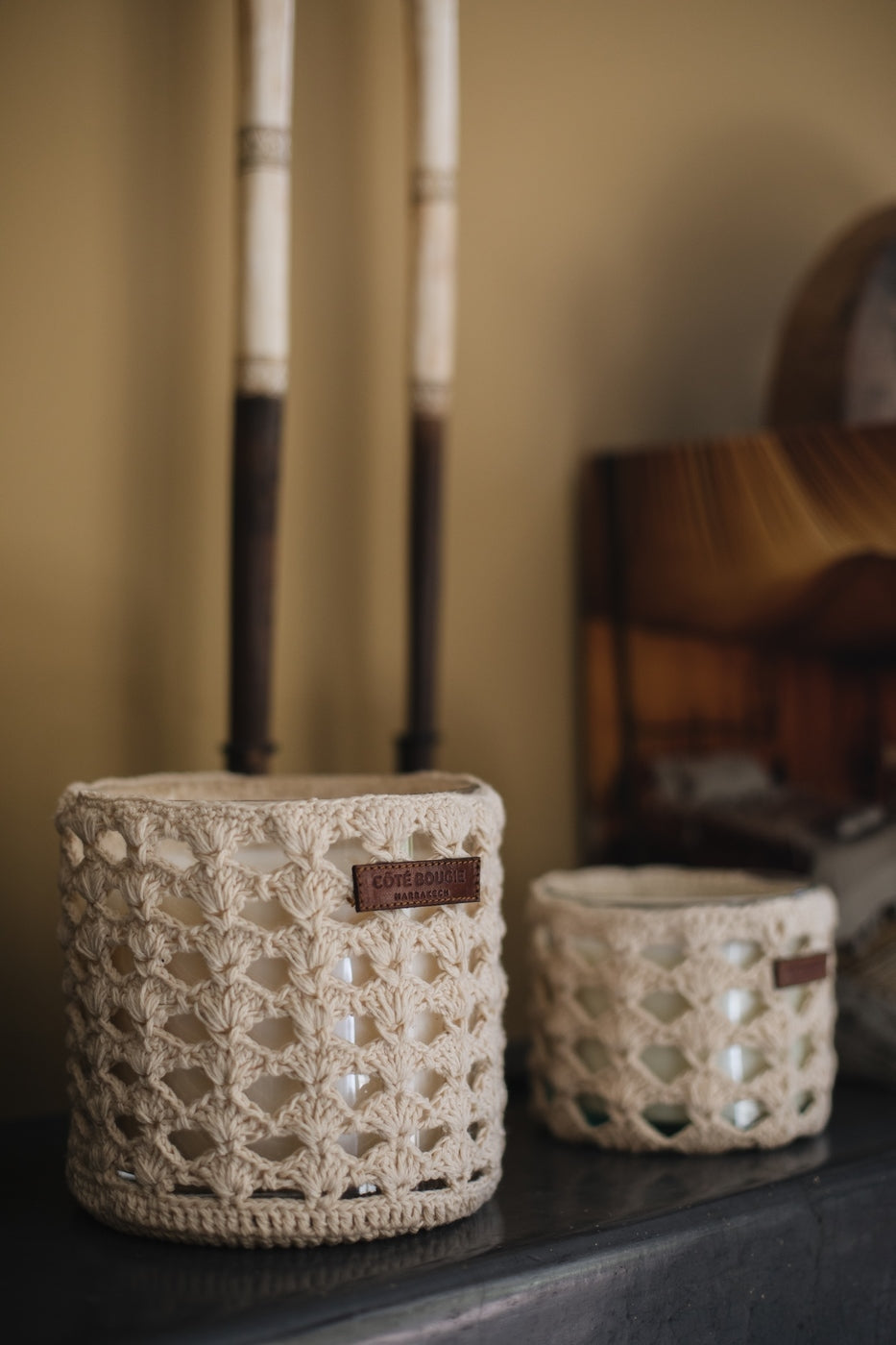 Macrame Candle - Fig - Beige