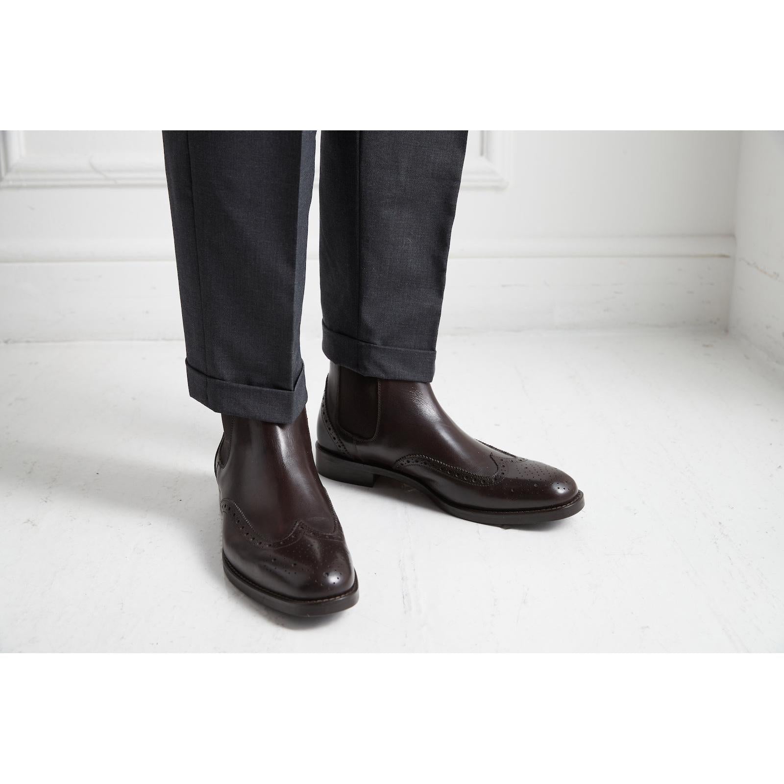 Wingtip Chelsea Boots - Dark Brown - Men