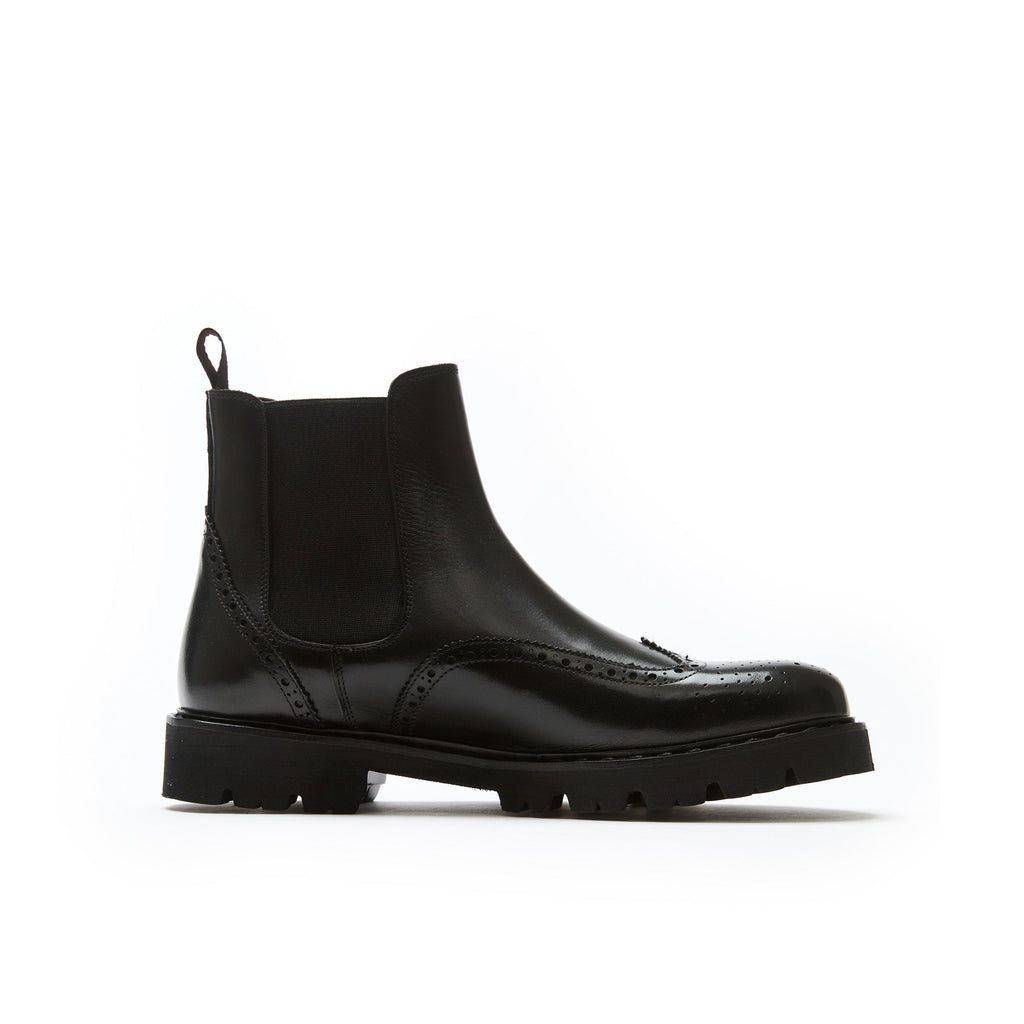 Chelsea Wingtip Ankle Boots - Black - Men