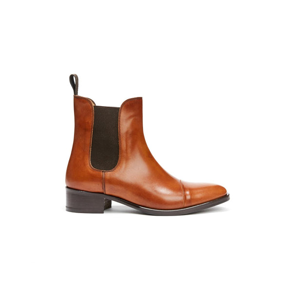 Bottines Chelsea À Bout Droit - Marron Tanné - Femme