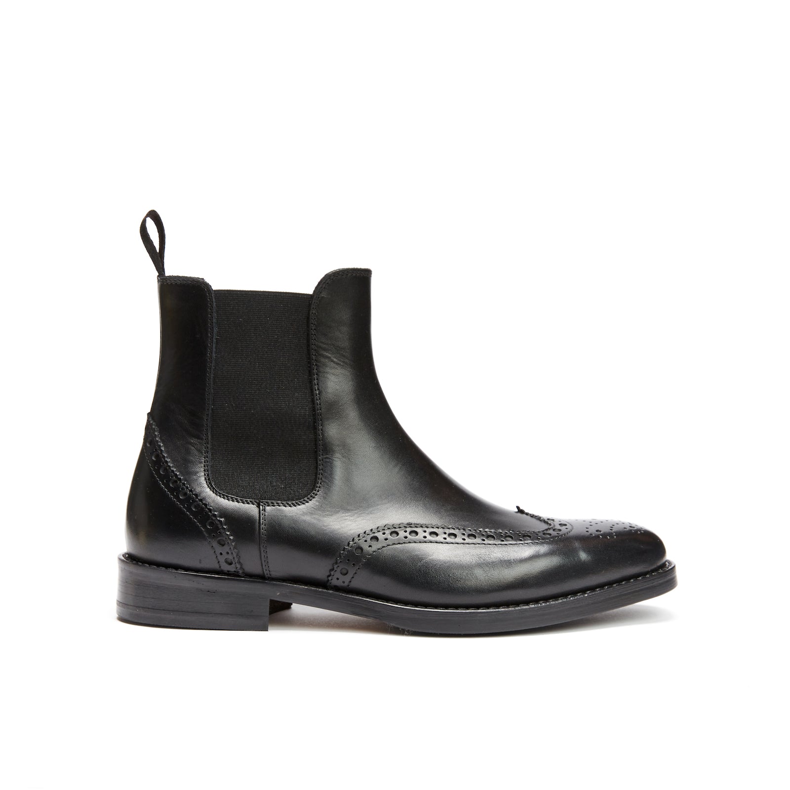 Wingtip Chelsea Boots - Black - Women