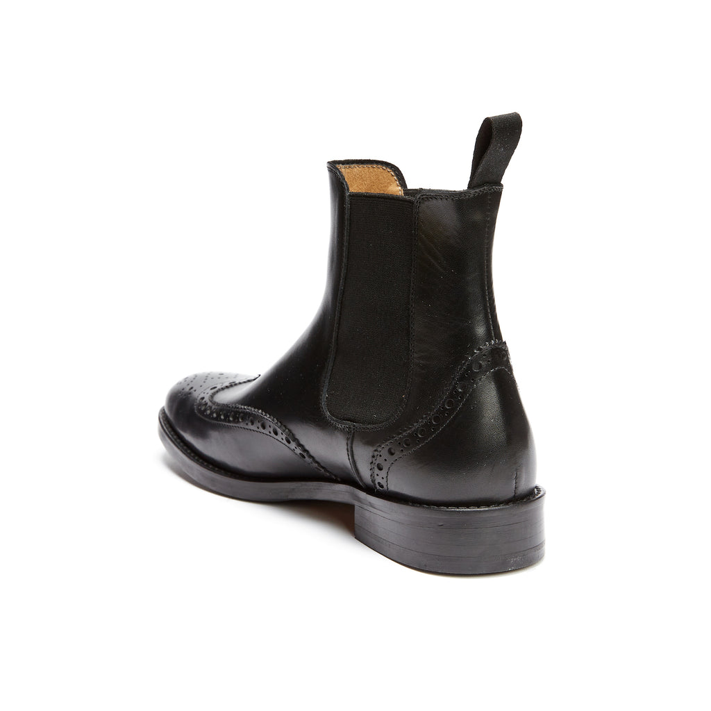Wingtip Chelsea Boots - Black - Women