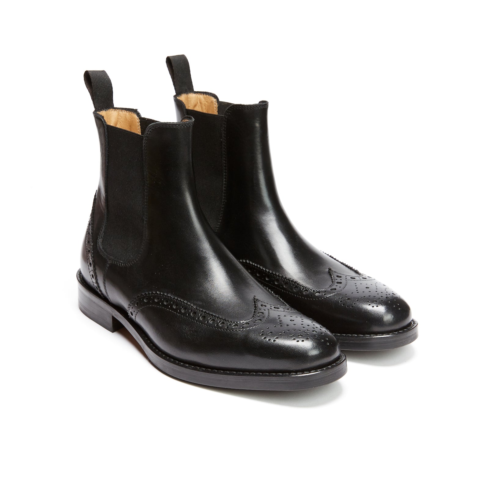 Wingtip Chelsea Boots - Black - Women