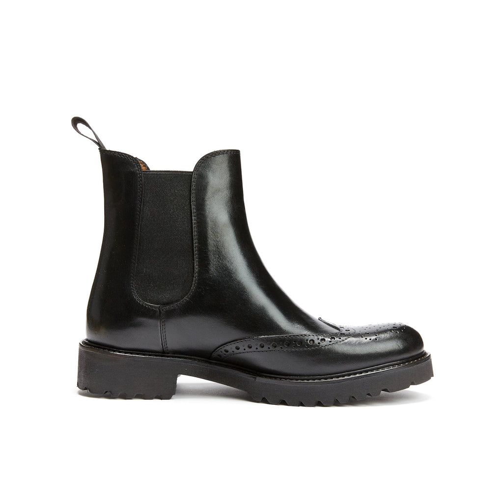 Chelsea Wingtip Ankle Boots - Black - Women