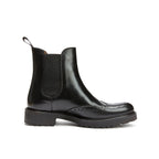Chelsea Wingtip Ankle Boots - Black - Women