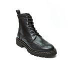 Wingtip Derby Ankle Boots - Black - Women