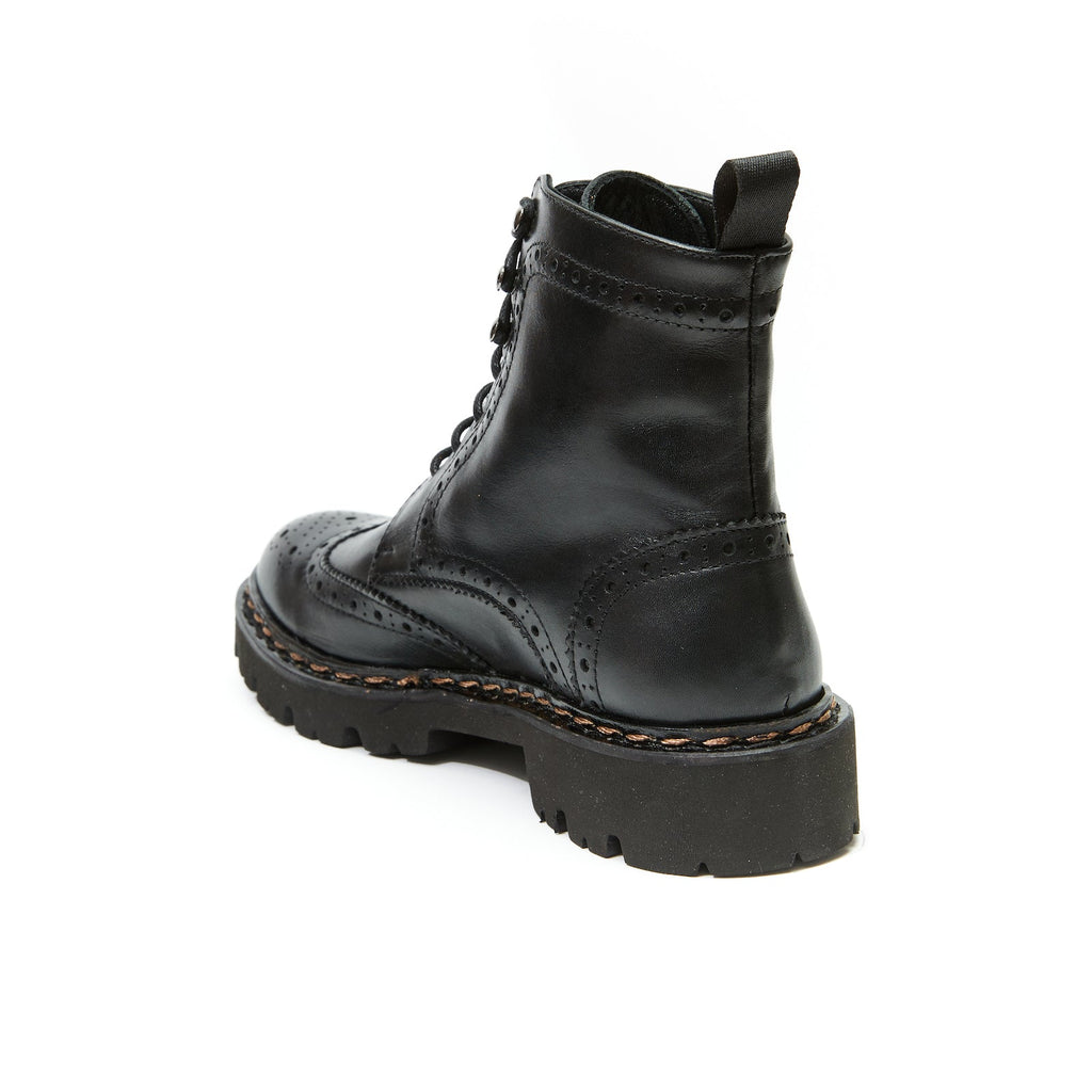 Wingtip Derby Ankle Boots - Black - Women