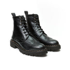 Wingtip Derby Ankle Boots - Black - Women