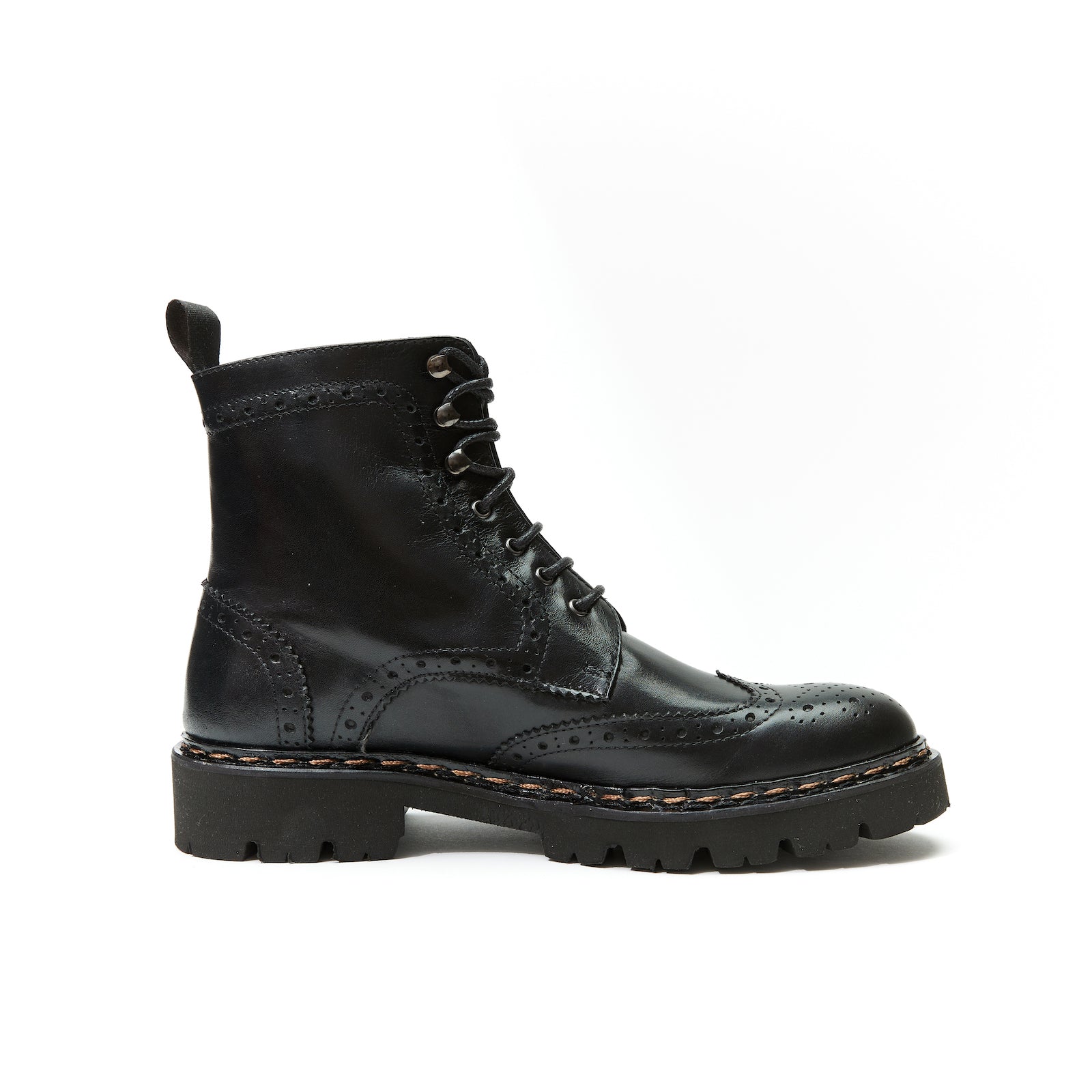 Wingtip Derby Ankle Boots - Black - Women
