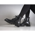 Wingtip Derby Ankle Boots - Black - Women