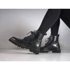 Wingtip Derby Ankle Boots - Black - Women