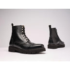 Wingtip Derby Ankle Boots - Black - Women