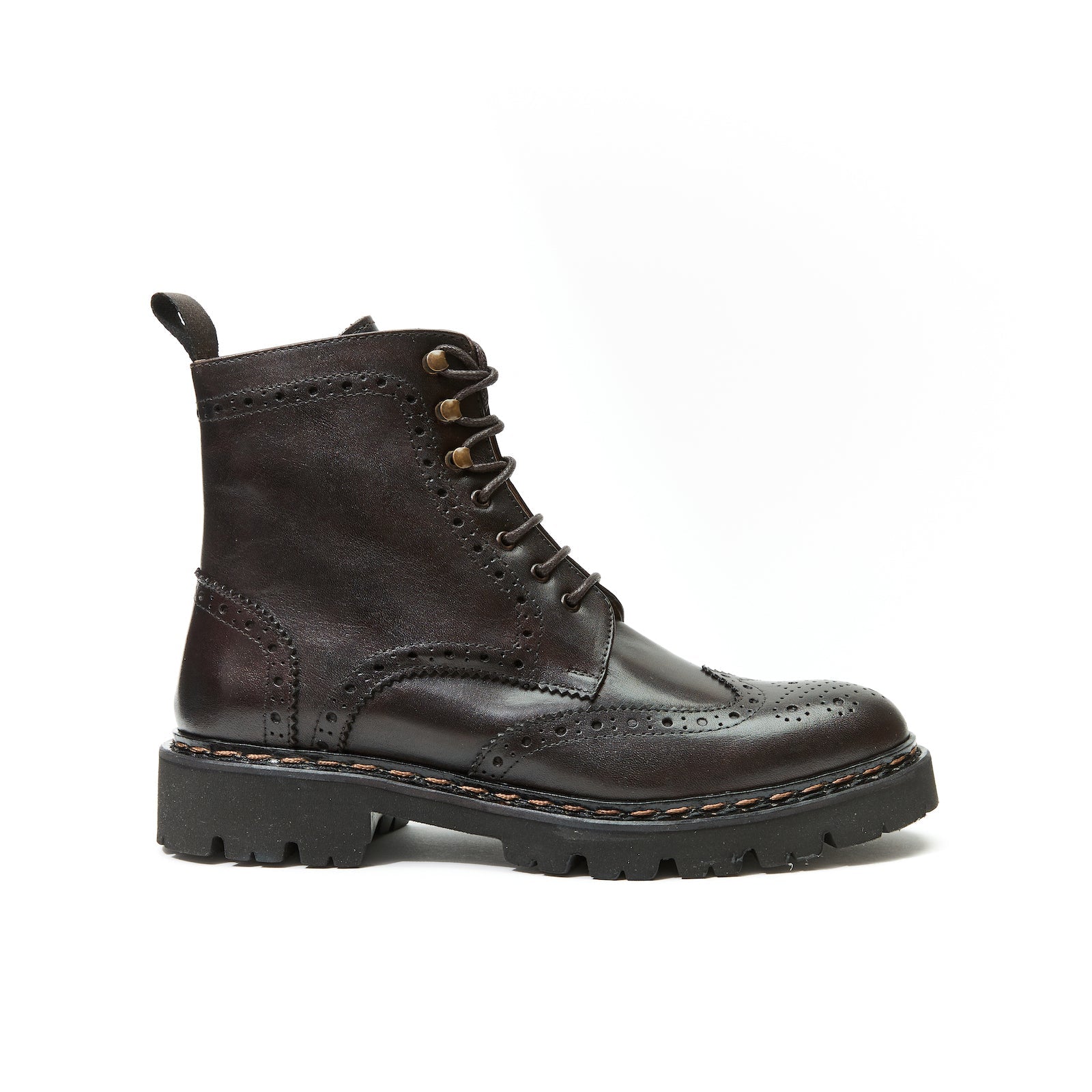 Wingtip Derby Ankle Boots - Dark Brown - Women